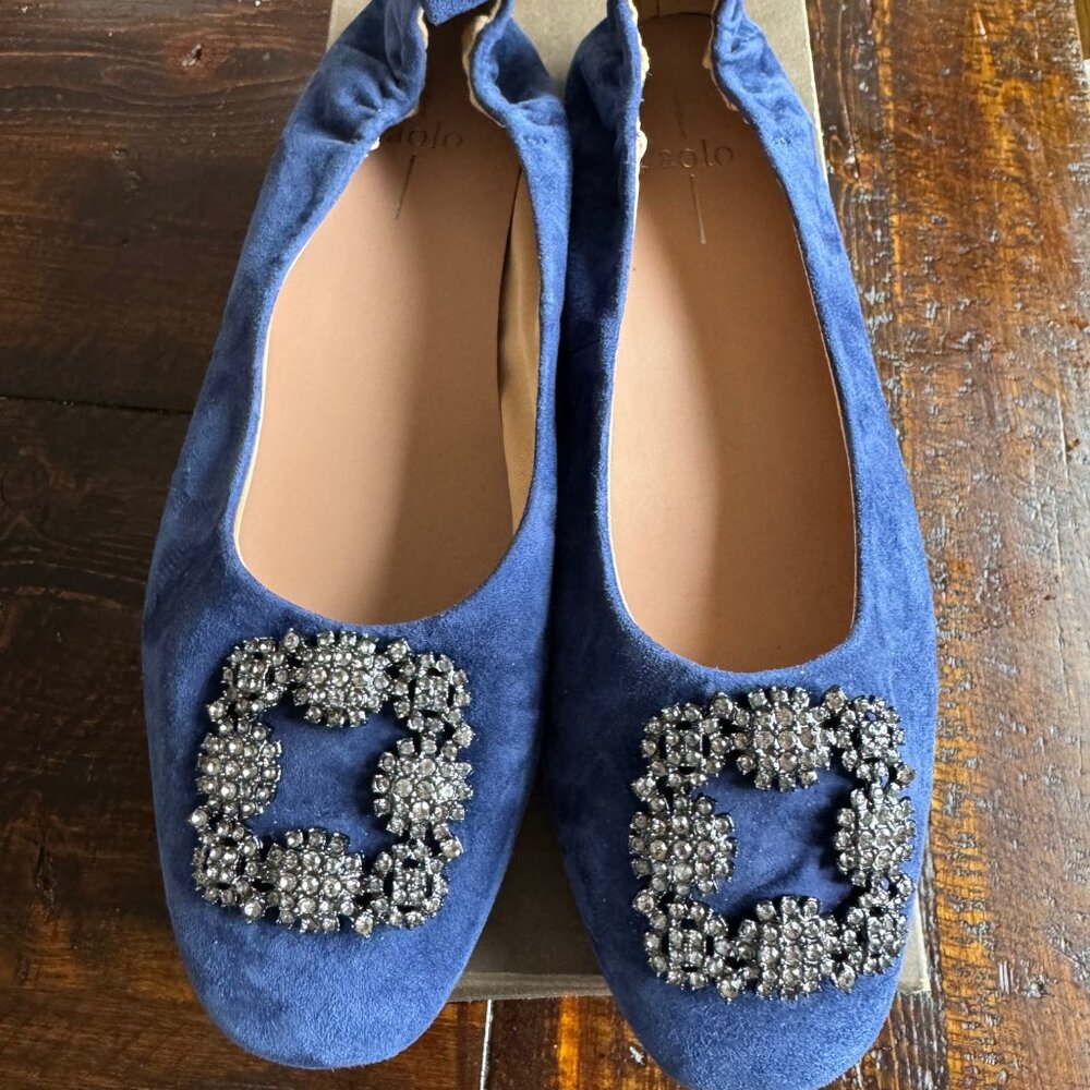 Linea Paolo Mina Flat Navy Suede Size 9.5M